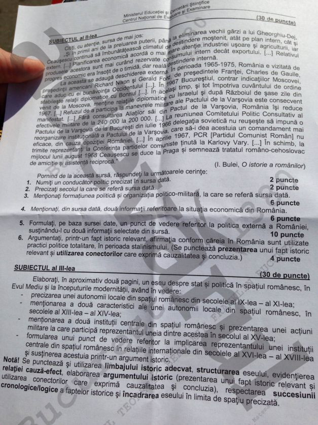 subiecte bac istorie toamna