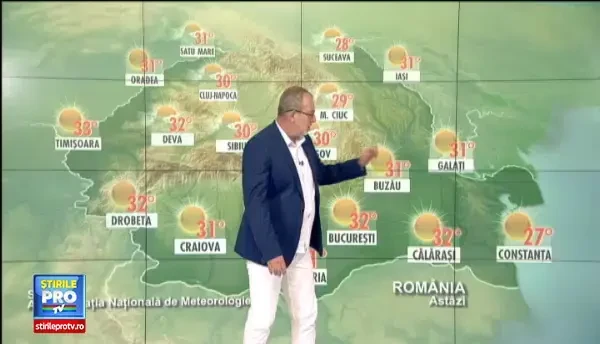 Vreme calduroasa joi in cea mai mare parte a tarii, dar cu ploi slabe la munte. Prognoza meteo pentru urmatoarele zile