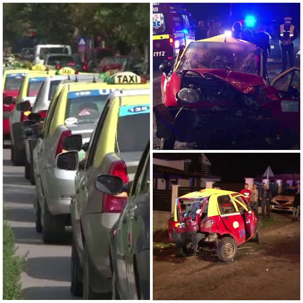 Protest al taximetristilor din Bistrita, dupa ce colega lor a fost ucisa de un sofer beat, care furase mireasa