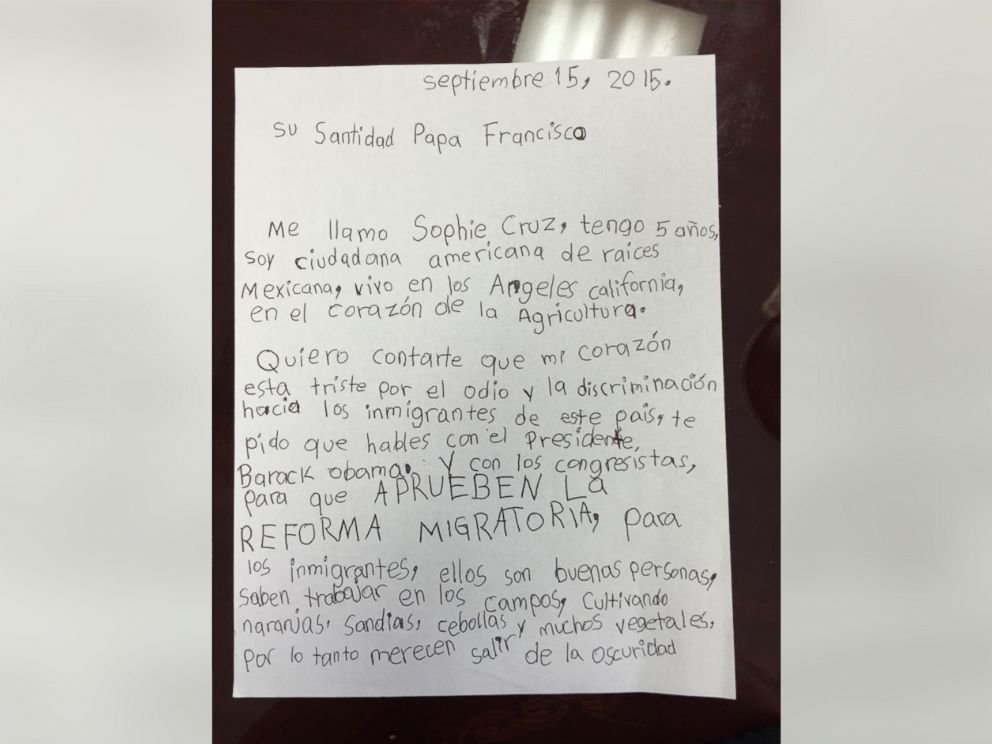 scrisoare fetita papa