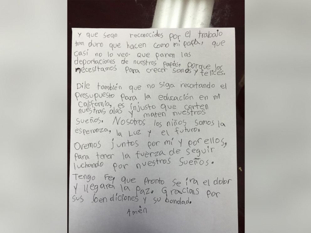 scrisoare fetita papa