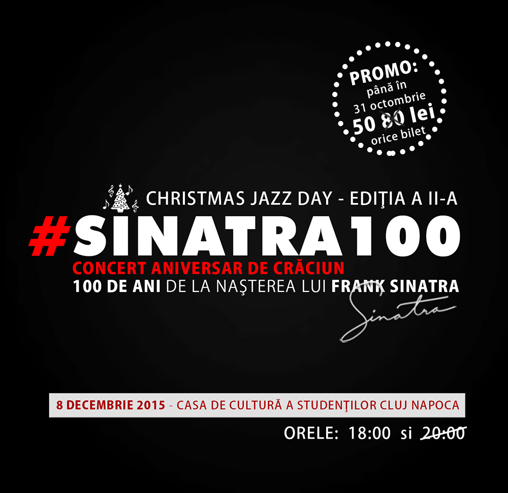 Premiera in jazz la Cluj: Concertul aniversar SINATRA100 SOLD-OUT cu doua luni inainte de eveniment
