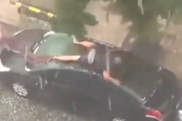 Cum incearca acest rus sa isi apere masina de grindina, in timpul unei ploi torentiale. Clipul a ajuns viral