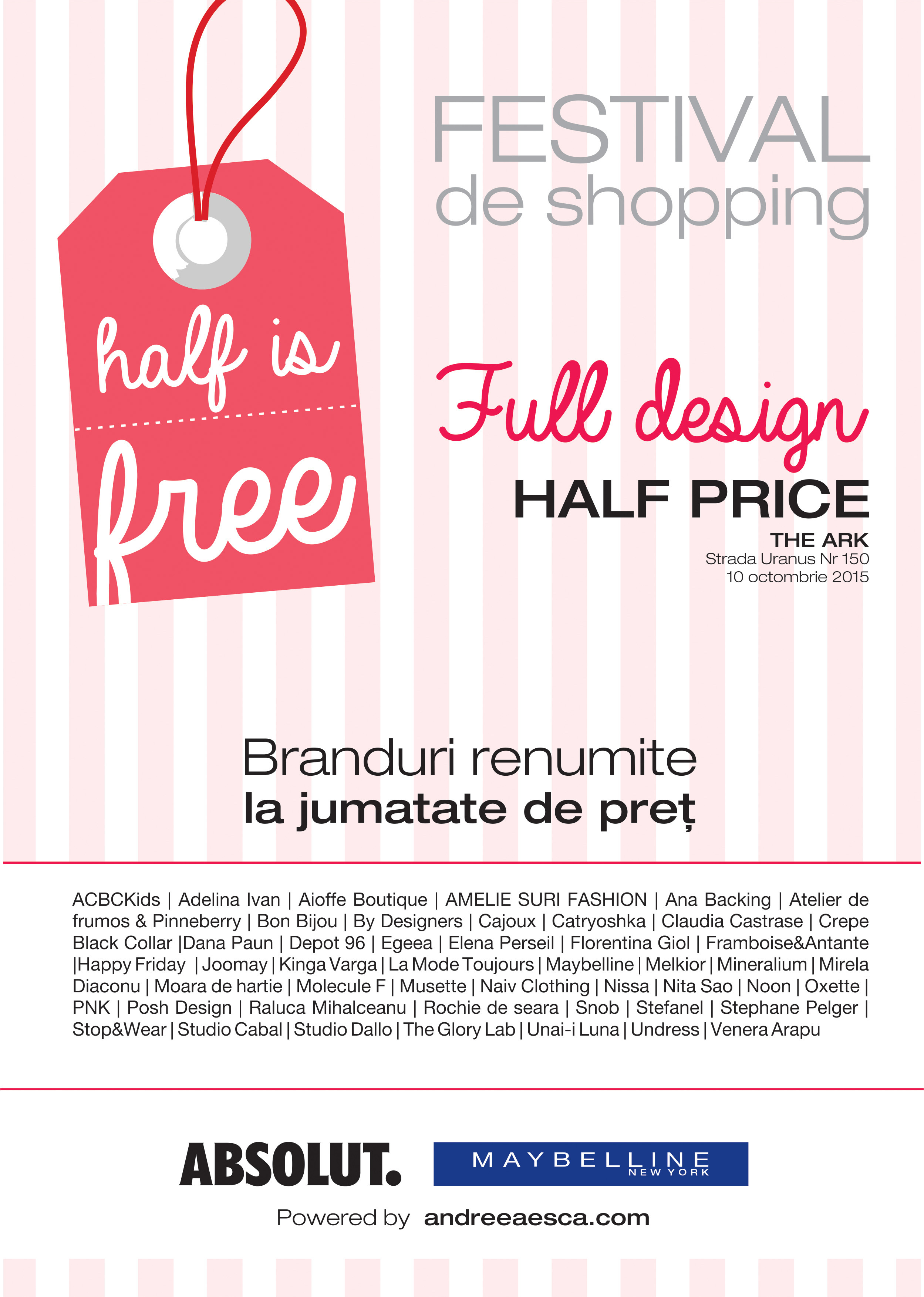 Cel mai cool eveniment al toamnei: "Half is free". Branduri renumite, la jumatate de pret, sambata, la The Ark