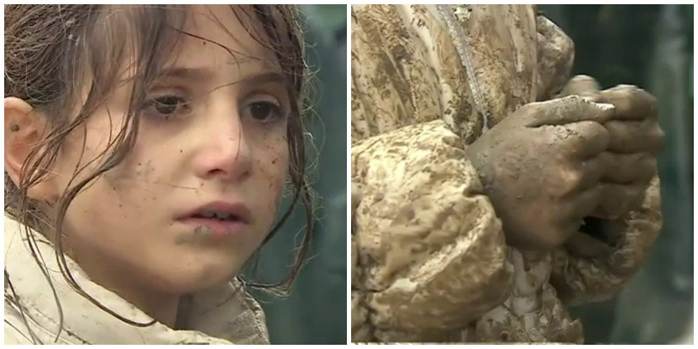 Tremura de frig, murdara de noroi din cap pana in picioare. Fetita-simbol pentru refugiatii blocati intre Serbia si Croatia