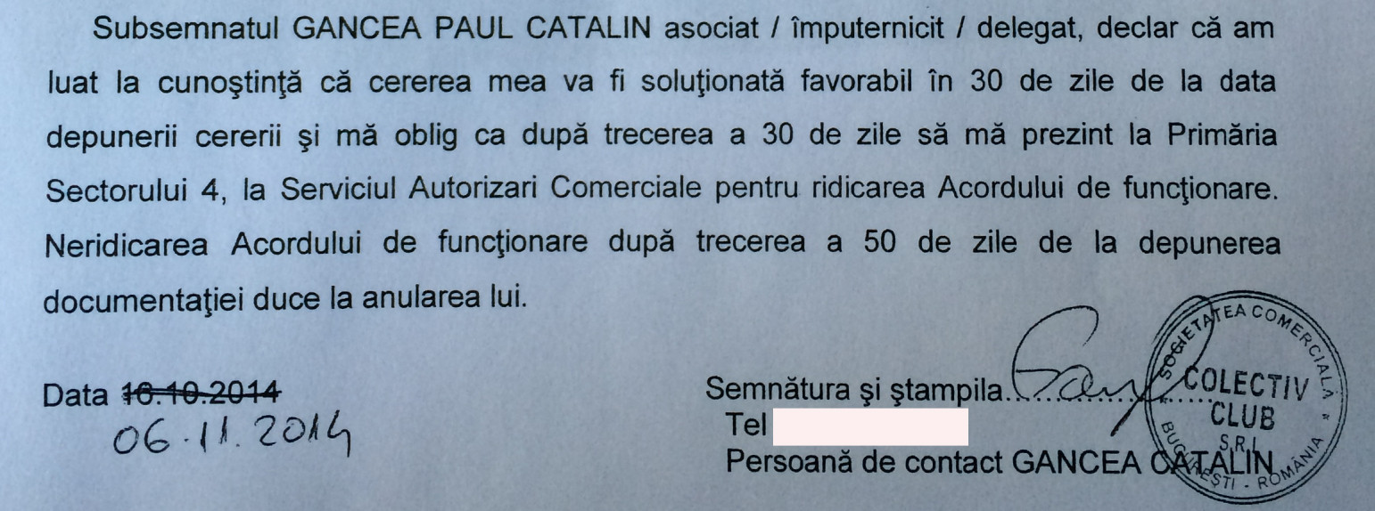 cerere eliberare acord de functionare Colectiv