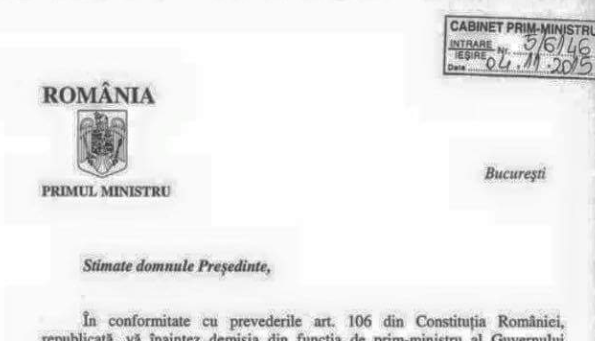 FOTO. Demisia lui Victor Ponta, publicata pe Facebook