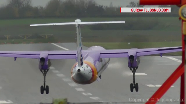 Aterizare periculoasa la Birmingham. Momentul in care un avion incearca sa ajunga la sol, pe rafale de vant puternice