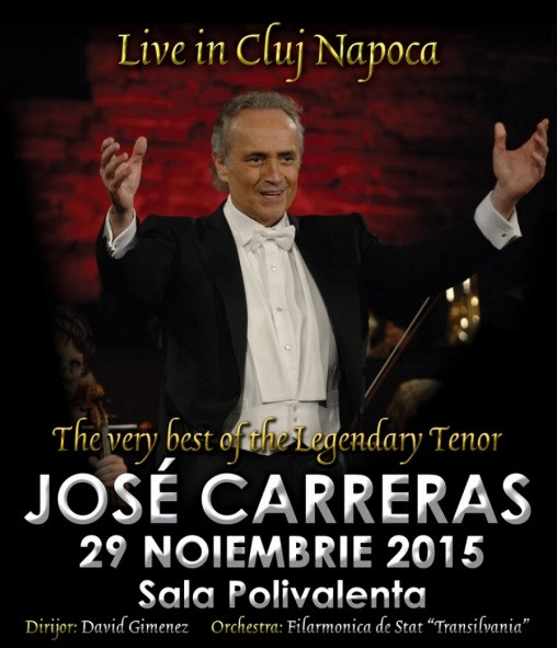 Jose Carreras va concerta alaturi de Filarmonica de Stat „Transilvania”, in curand la Cluj-Napoca