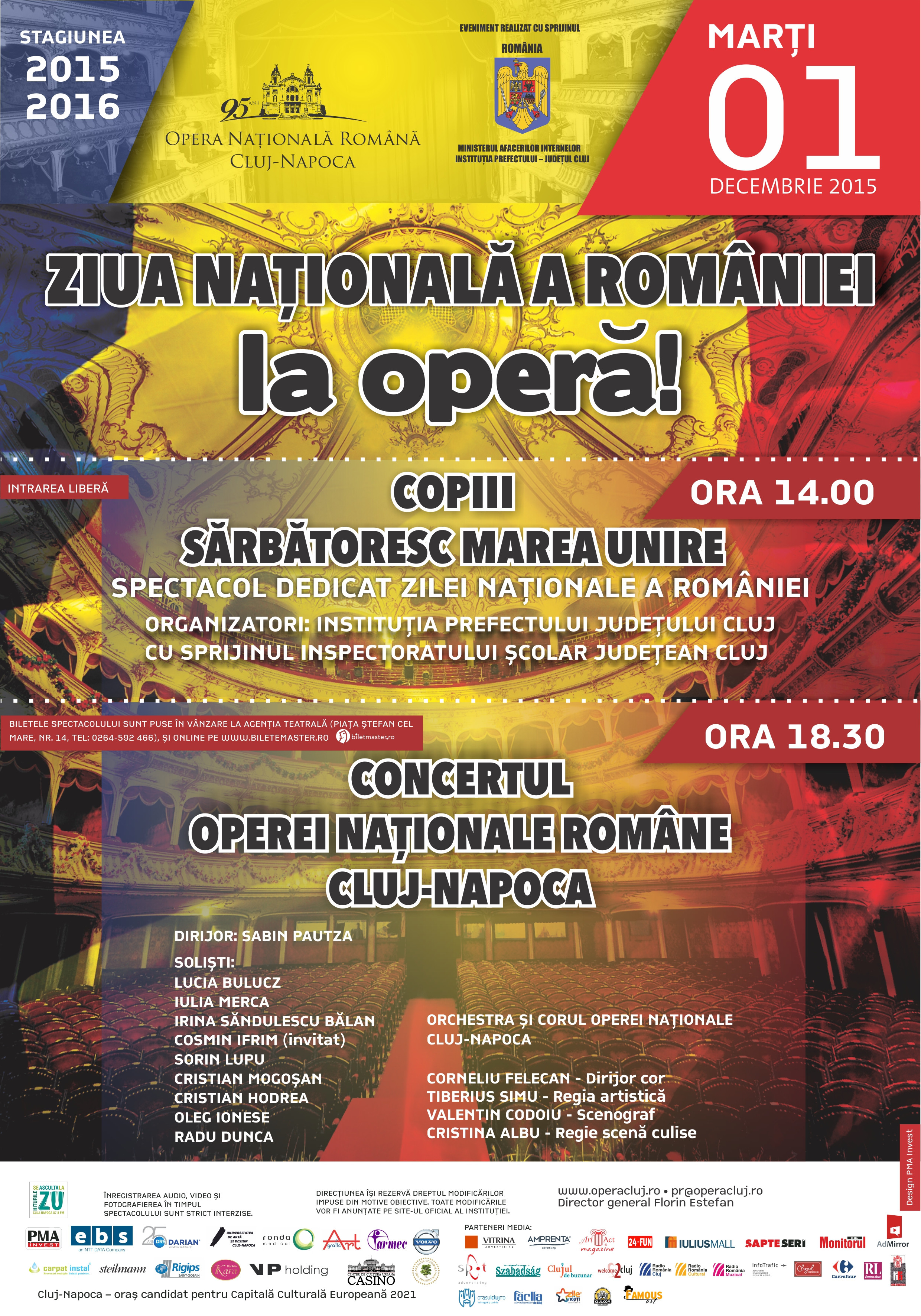 1 Decembrie se sarbatoreste la Opera Nationala din Cluj