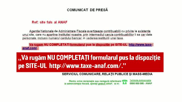 Site-ul fals care cere date personale in numele Fiscului. ANAF a lansat un avertisment pentru toti romanii