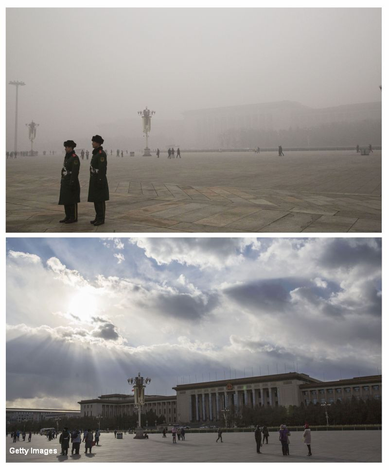 Poluare China, inainte si dupa