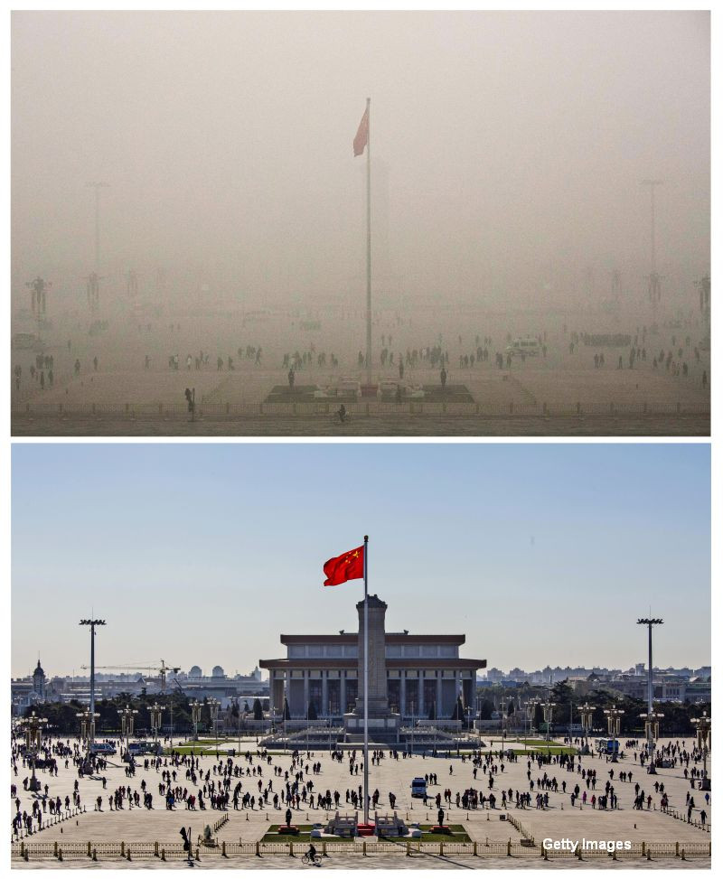 Poluare China, inainte si dupa