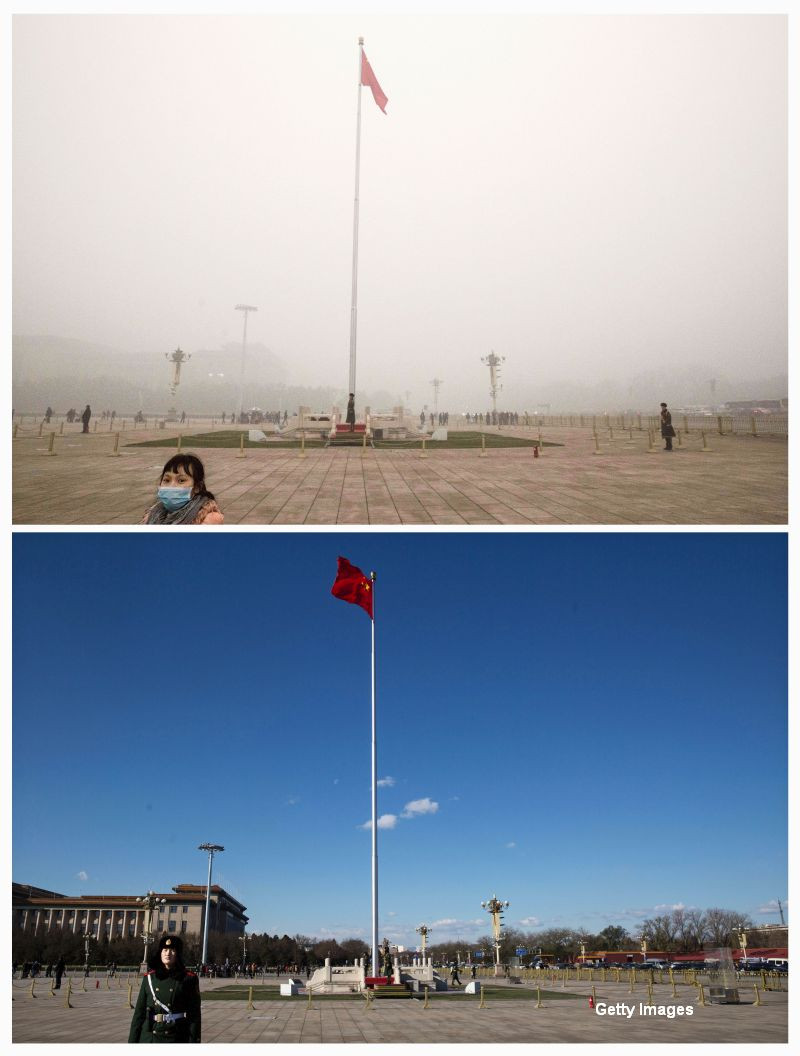 Poluare China, inainte si dupa