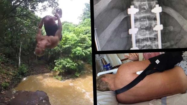 A vrut sa sara de pe o stanca in apa, insa a fost la un pas de moarte dupa ce s-a lovit la cap. Momentul a fost filmat. VIDEO