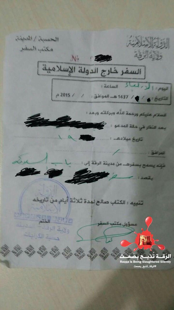 pasaport emis de Statul Islamic