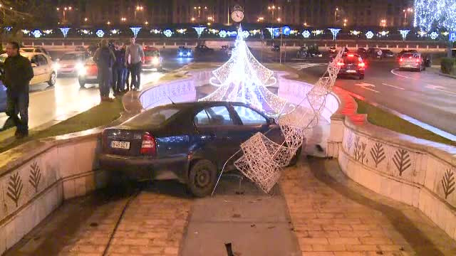 O tanara soferita a ajuns cu masina intr-o fantana arteziana din fata Casei Poporului. Ce s-a intamplat