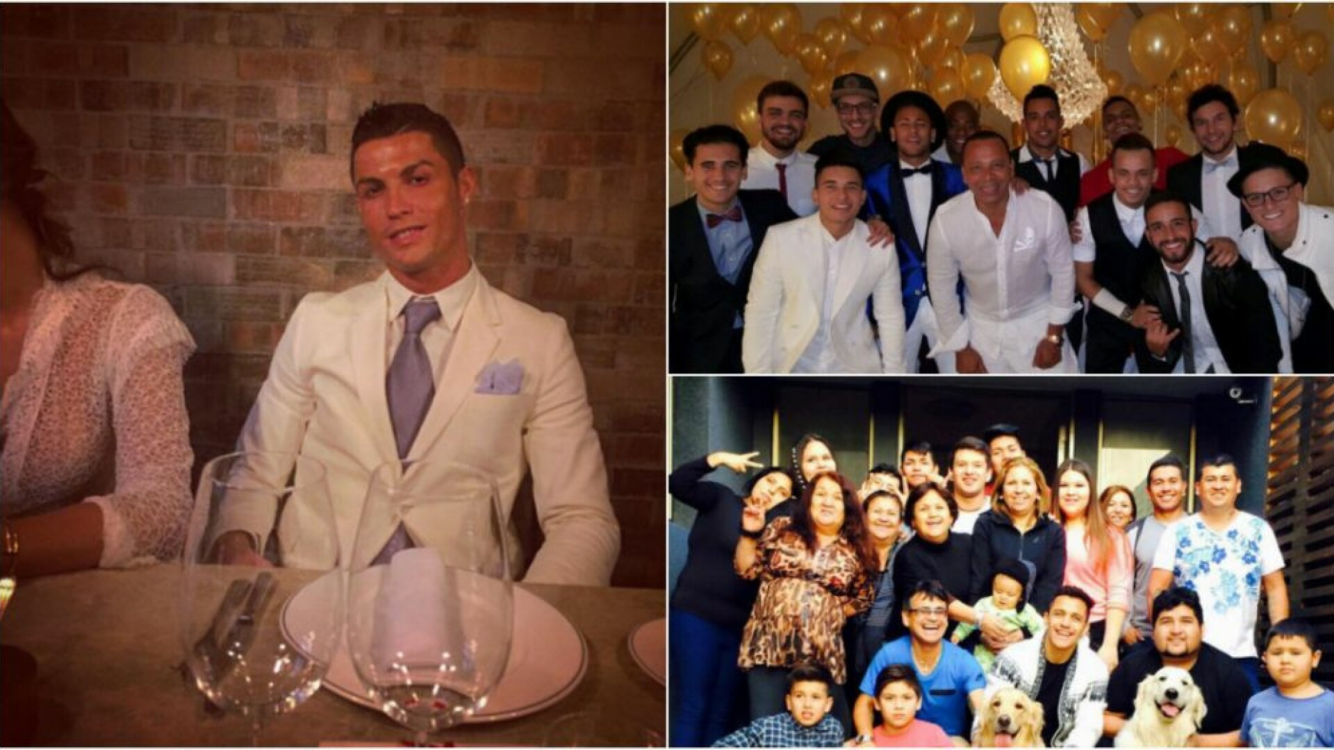Cum si-au petrecut cei mai tari fotbalisti din lume Revelionul: Ronaldo, alaturi de o femeie misterioasa; Neymar si Alexis au petrecut in familie