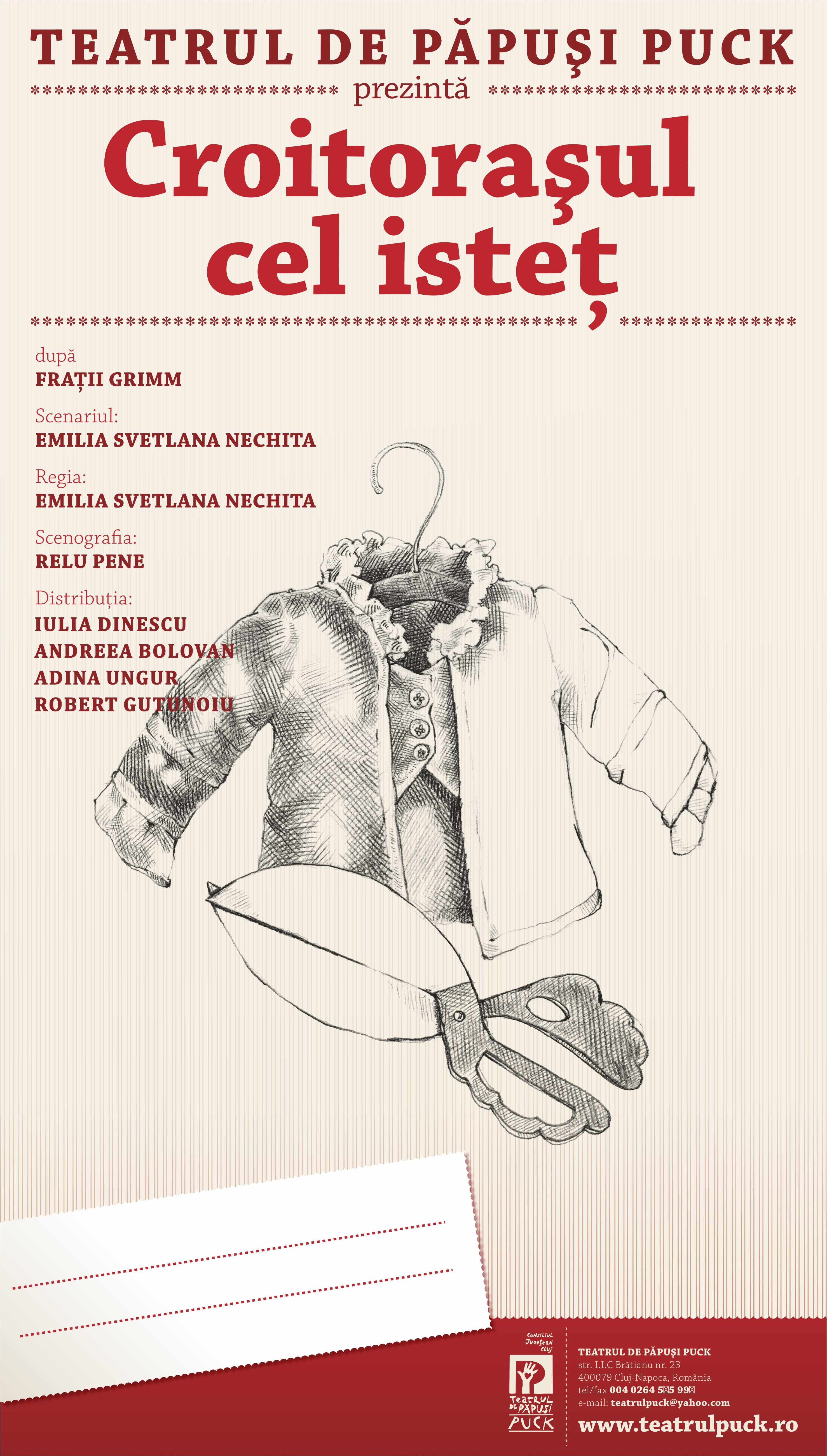 „Croitorasul ce istet”, primul spectacol al anului 2016 de pe scena Teatrului „Puck”, are o noua distributie