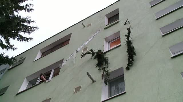 Imagini cu prapadul facut de inundatii si vijelii in nord-vestul tarii. Un brad de 12 metri s-a prabusit peste un bloc