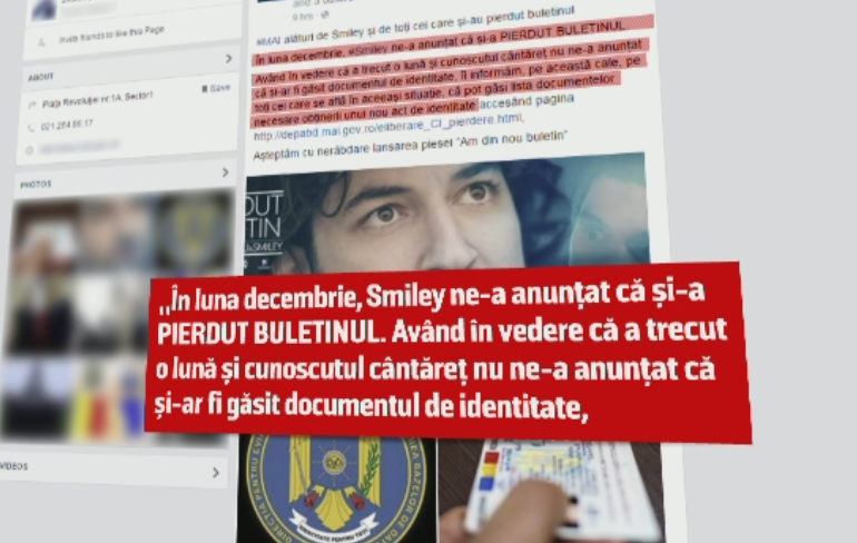 "Pierdut buletin", noua piesa a lui Smiley, inspiratie pentru politisti. Mesajul publicat de MAI, devenit viral peste noapte