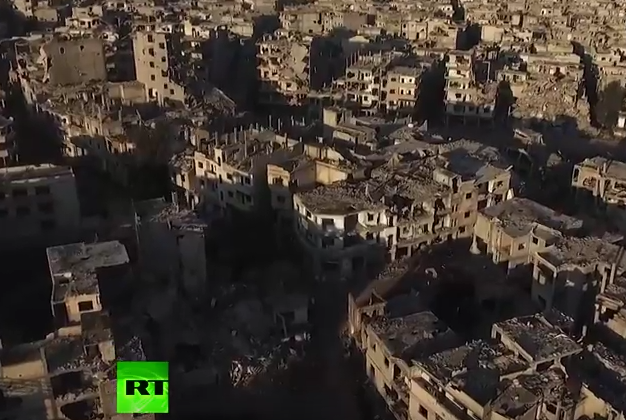 Al treilea cel mai mare oras sirian e o RUINA. Imaginile devastatoare surprinse in Homs cu o drona. VIDEO