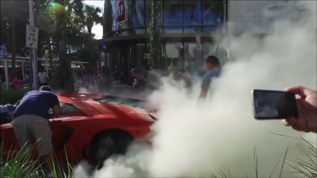 Lamborghini up in flames