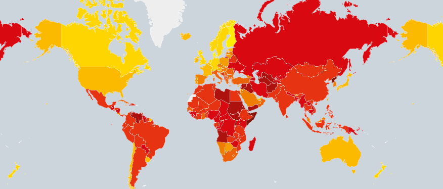 Locul Romaniei pe harta mondiala a coruptiei. Una dintre marile puteri economice ale UE, cu un loc mai jos decat noi