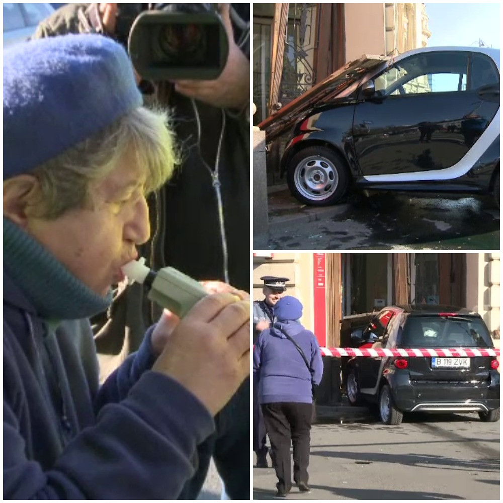 Usile unei banci de langa Muzeul de Arta din Capitala, distruse de o soferita de 75 de ani. Explicatia hilara data politiei