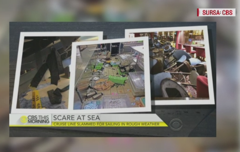 Panica la bordul unui vas de croaziera, cu 6.000 de pasageri la bord. Nava s-a inclinat la 45 de grade in timpul unei furtuni