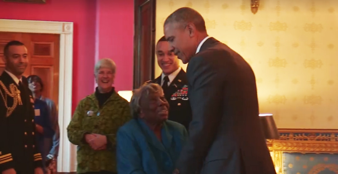 Reactia unei batrane de 106 ani atunci cand se intalneste cu presedintele SUA. "Vreau sa fiu ca tine cand ma fac mare"