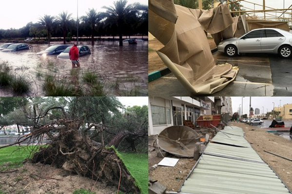 Inundatii puternice in Emiratele Arabe Unite. Ploile torentiale au inchis scolile si au blocat traficul aerian