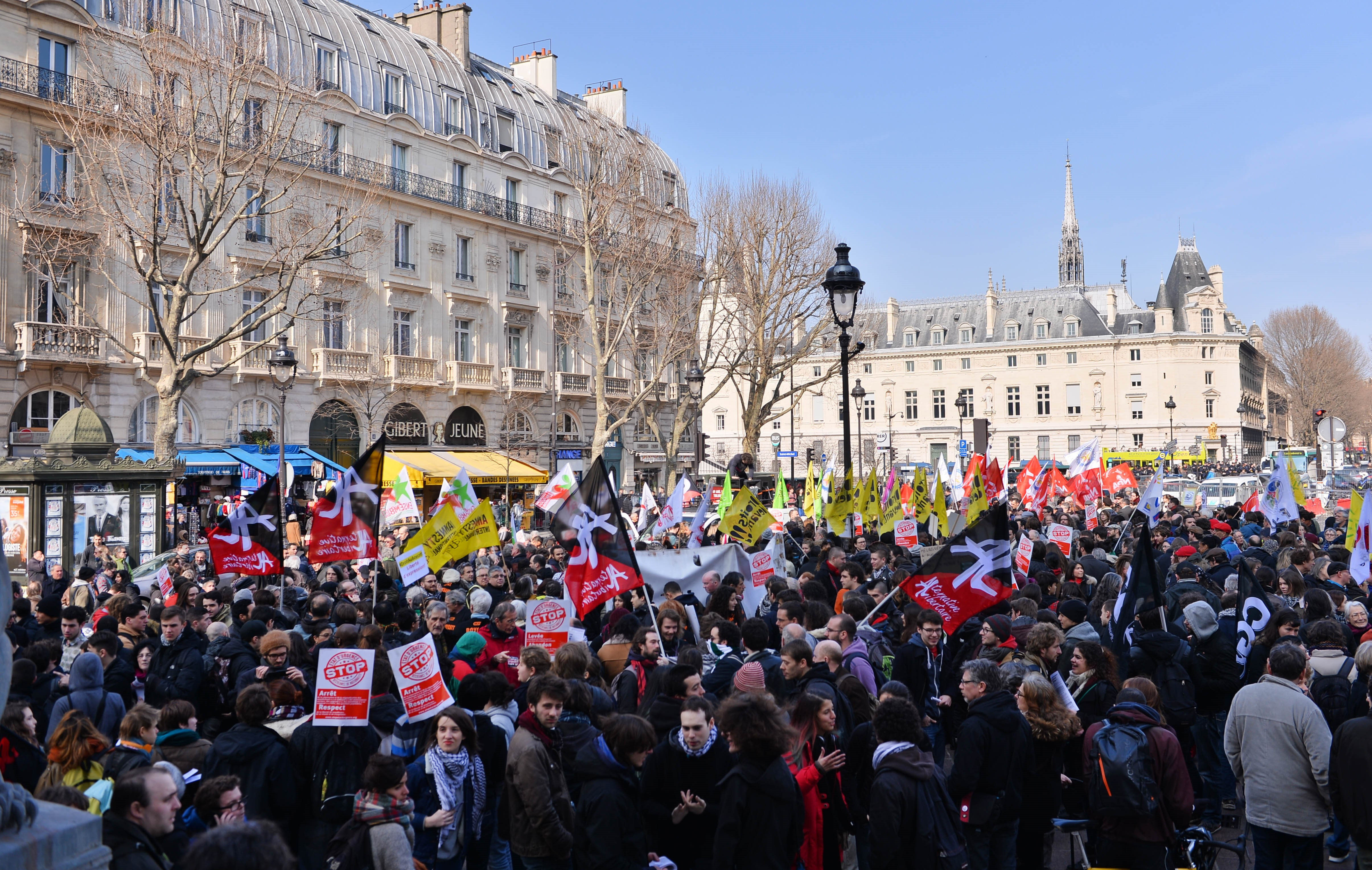 "Stare de urgenta, stat politienesc!". Manifestatii in Franta impotriva masurilor luate dupa atentatele din noiembrie