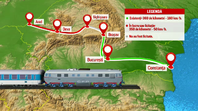 Planul "pe hartie" al CFR de a-i scapa pe romani de un drum de 20 de ore. Linia pe care se va circula cu o viteza de 160 km/h