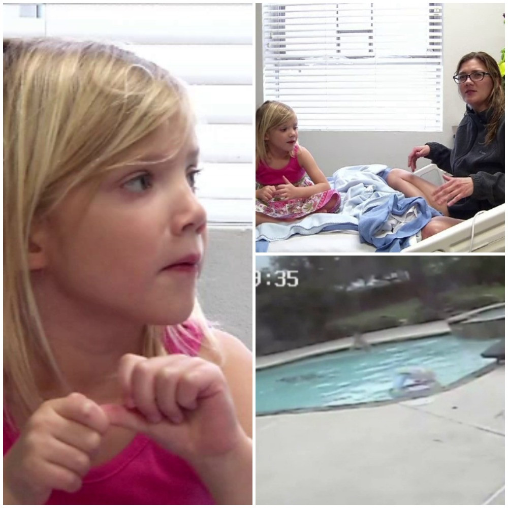 Si-a salvat mama care suferise o criza in piscina, desi are doar cinci ani. Gestul curajos, filmat de camera de supraveghere