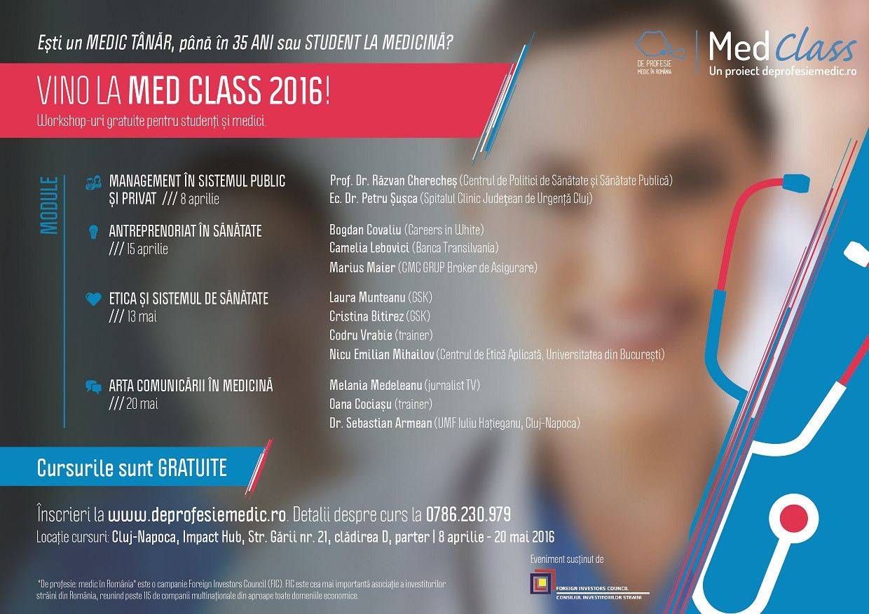 Consiliul Investitorilor Straini organizeaza cursuri gartuite pentru tinerii medici din Romania si studentii la Medicina