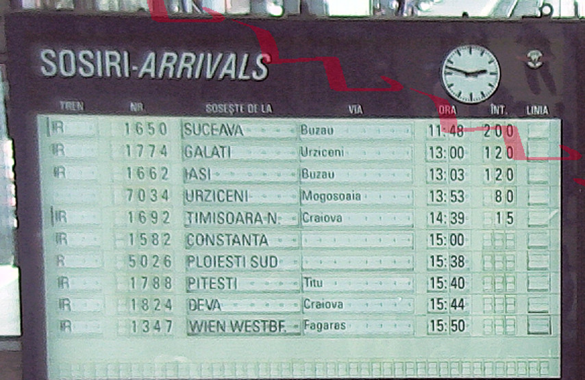 tabela Gara de Nord, intarzieri