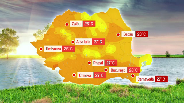 HARTA portocalie a Romaniei intr-o zi de inceput de aprilie. Unde s-au inregistrat temperaturi si de 33 de grade