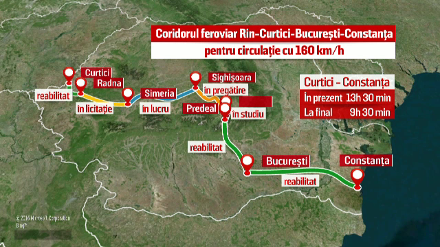 Linia de cale ferata care, dupa ce va fi modernizata, va scurta durata calatoriei cu 4 ore. "Trenul va merge cu 160 km/h"