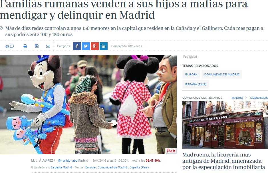 Presa spaniola: "Familiile de romani isi vand copiii grupurilor mafiote pentru a fura si cersi la Madrid". Sumele cerute