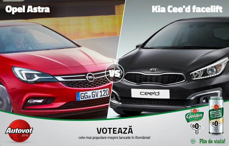 Lupta compacta astazi in Autovot 2016: Kia Cee'd facelift versus noul Opel Astra