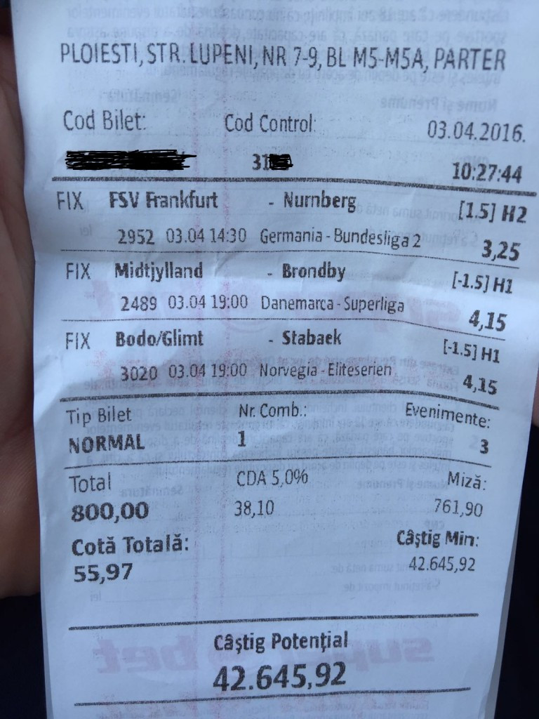 Un roman a bagat "spaima" in casele de pariuri: biletele cu care a castigat 45.000 EURO intr-o luna