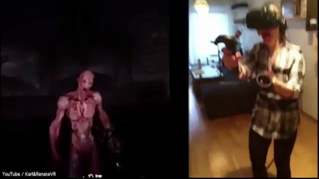 Imaginile amuzante cu o tanara prinsa de realitatea virtuala. Motivul pentru care a uitat ca este filmata