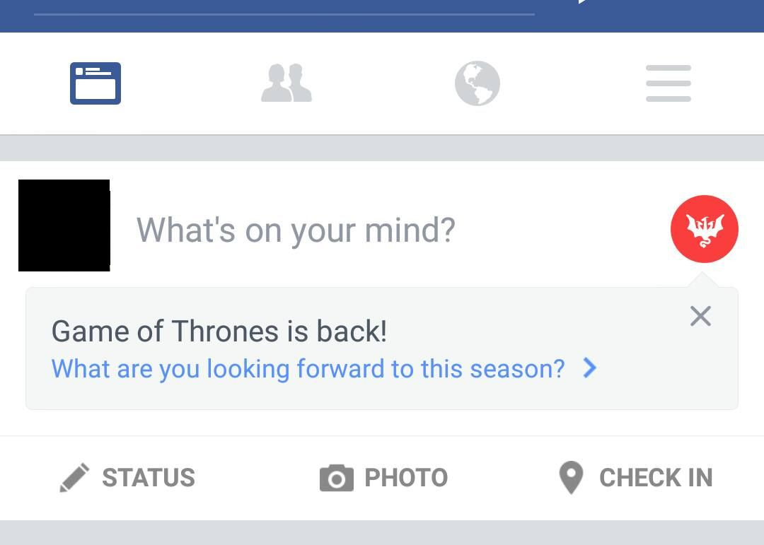 Facebook status Game of Thrones