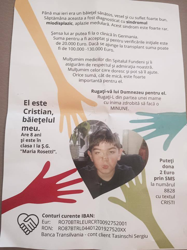 O mama se roaga la o minune pentru copilul ei, diagnosticat cu sindromul miodisplazic. Cum il putem ajuta pe Cristian