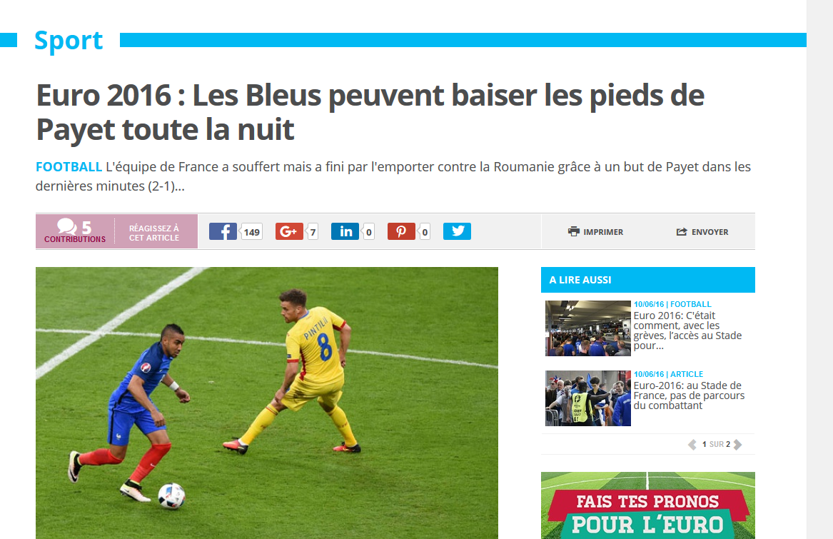 Presa franceza: "Nationala trebuie sa-i pupe picioarele lui Payet. Golul contra Romaniei o sa ajunga la Muzeul Luvru"