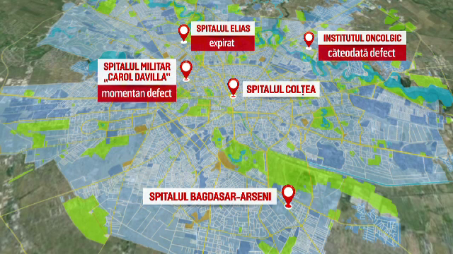harta spitalelor din Capitala
