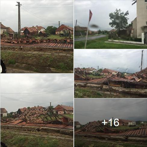 FOTO Acoperisurile a peste 300 de case, distruse in comuna Cuci. Localnicii spun ca a fost o tornada