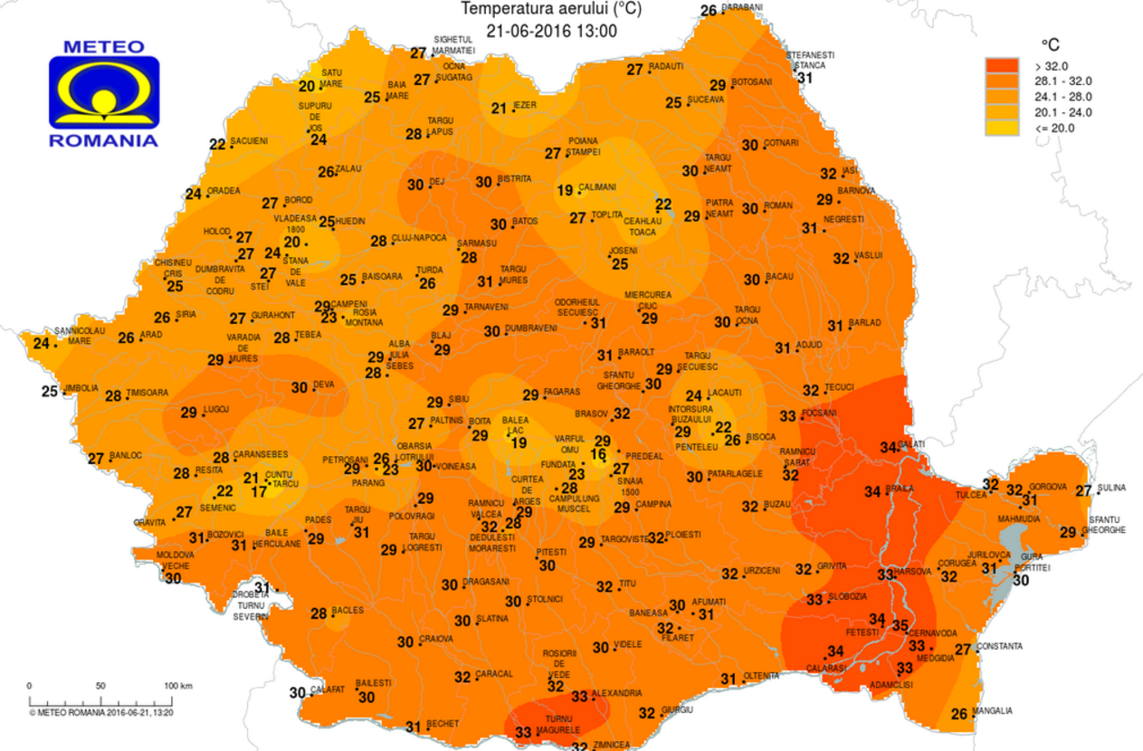 harta zonelor cu canicula