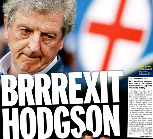 Hodgson si-a dat demisia, presa britanica i-a desfiintat pe jucatori. Daily Mail: "Ratatii!", The Sun: "Tantalai"